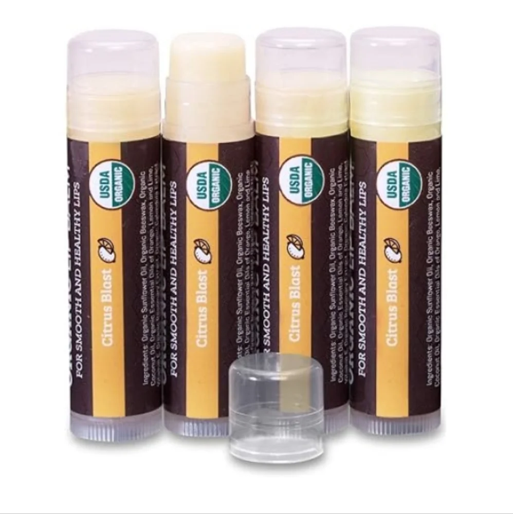 4 Pack Organic Best Lip Balm Repair Chapstick for Dry Cracked Lips Citrus Blast - Picture 7 of 7